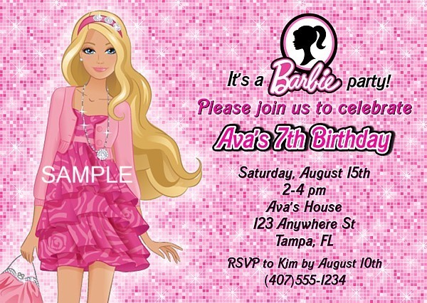 barbie party invitation
