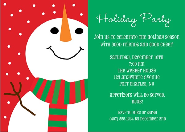 Cute and Classy Snowman Christmas Party Invitations – Artistically Invited