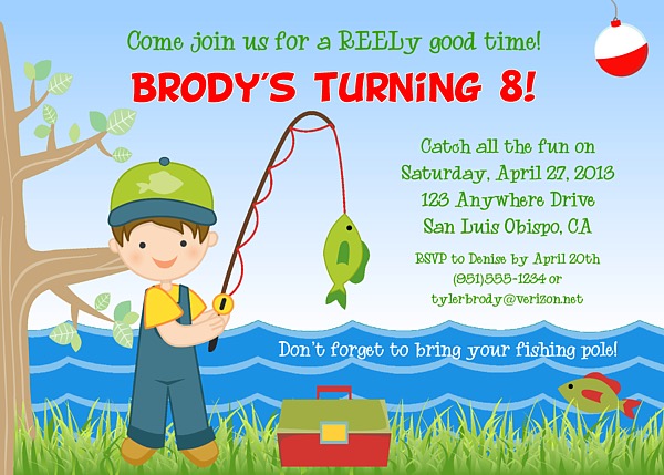 Fishing Birthday Party Invitations, Fish Ocean Sea
