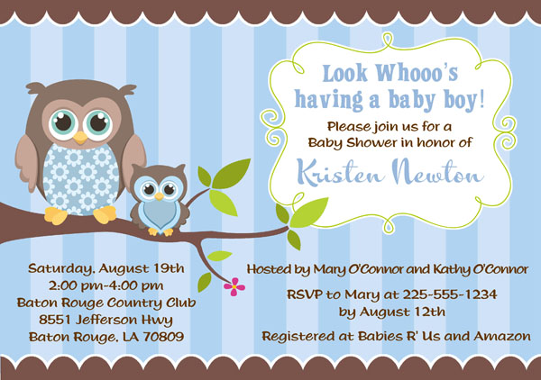Baby Boy Owl Invitations 9