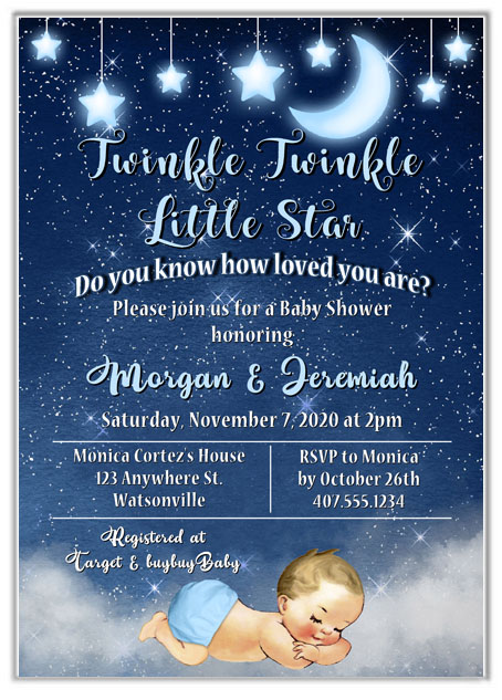 twinkle twinkle little star invitations baby shower