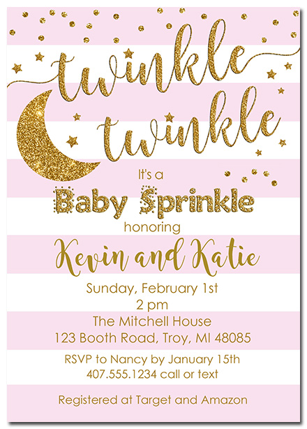 Twinkle Star Girl Baby Sprinkle Invitations | Baby Shower