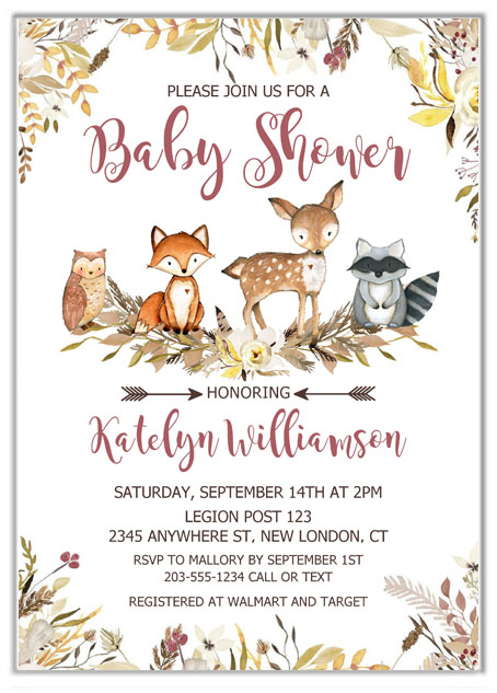 forest baby shower invitations